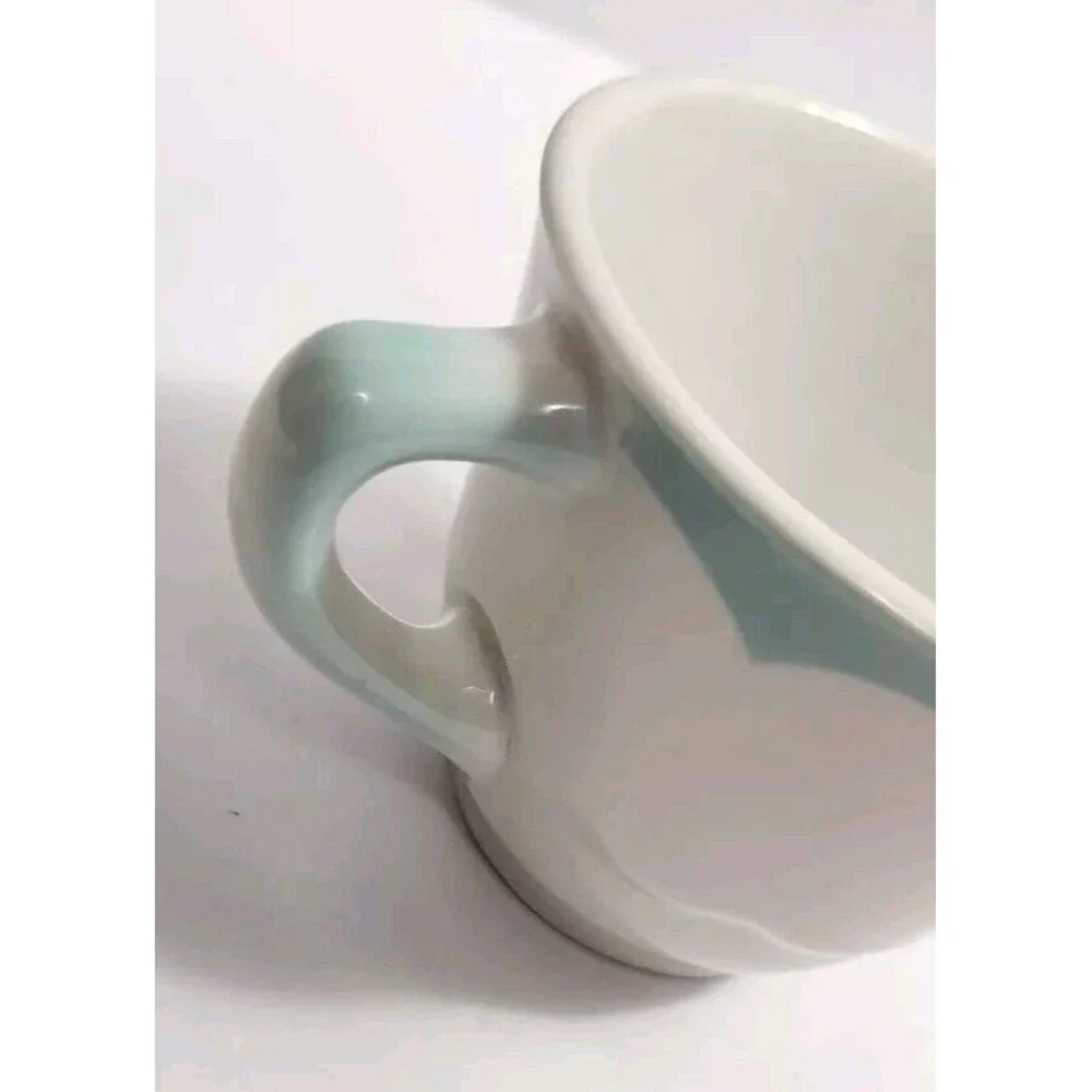Vintage Jackson Custom China Mug  Turquoise Wave On White K8